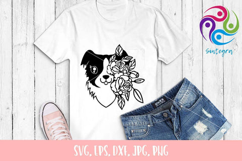 Floral Collie Dog SVG File SVG Sintegra 