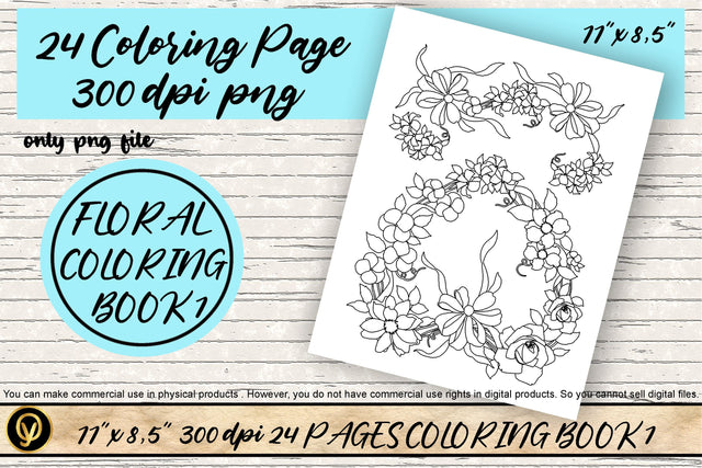 Floral Coloring Book 1.Digital Adult Coloring Book.Flower line art.Flowers adult coloring page.Botanical Printable Coloring 24 Pages Sketch DESIGN oyonnidesign 