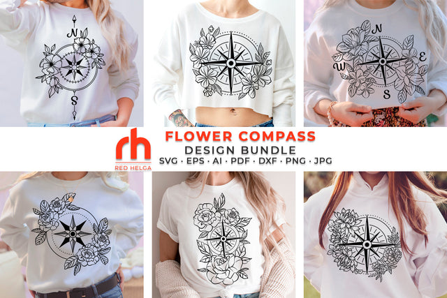 Floral Compass Cut Files - Design Bundle SVG SVG RedHelgaArt 