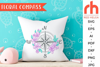 Floral Compass SVG - Flower Design DXF SVG RedHelgaArt 