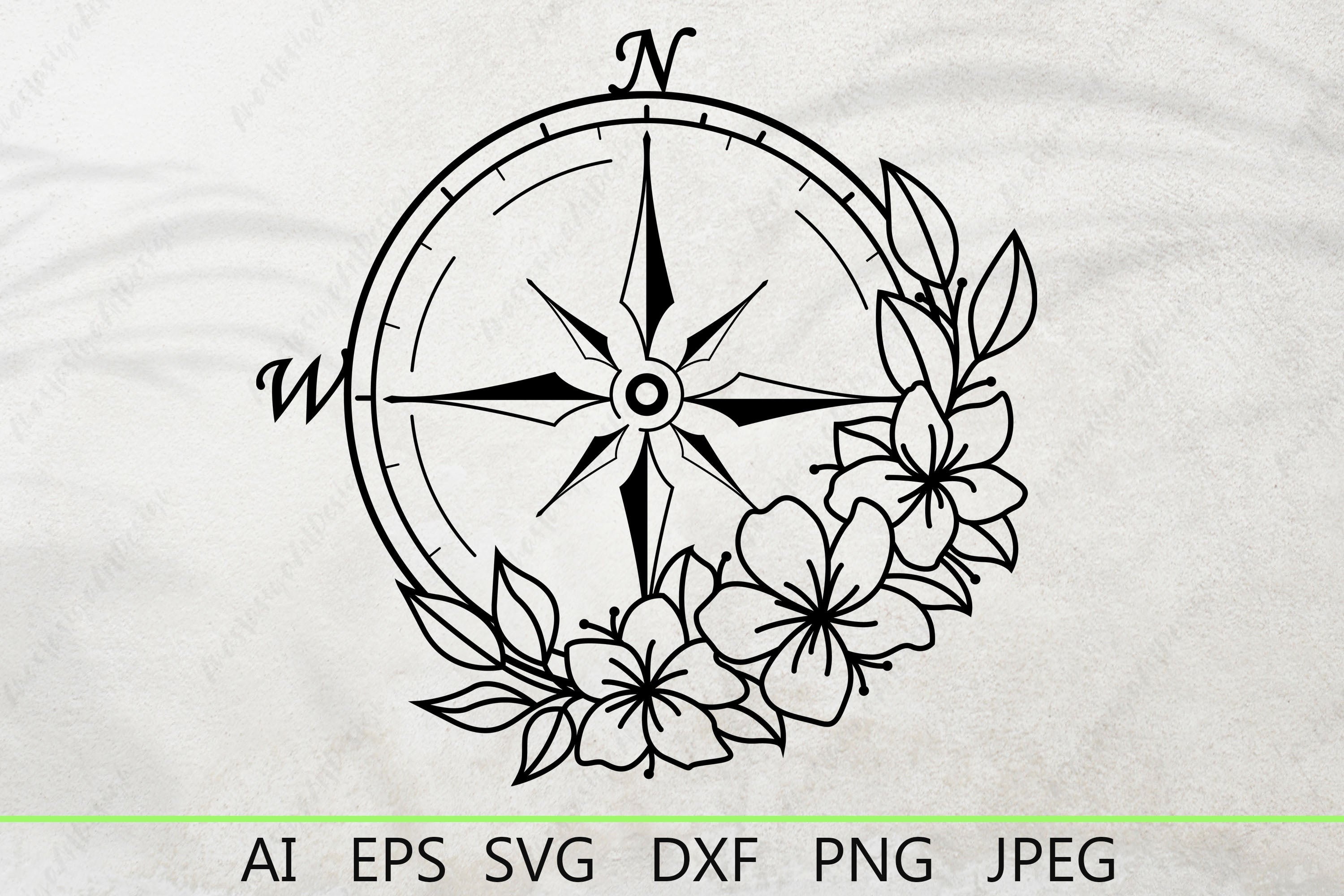 Compass Rose Silhouette SVG File for Cricut, Laser, Silhouette, Cameo