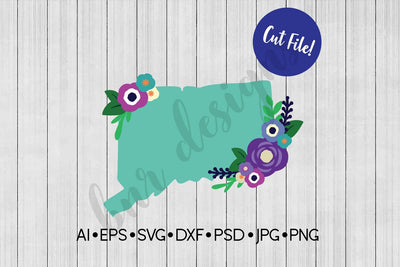 Floral Connecticut SVG SVG BNRDesignShop 
