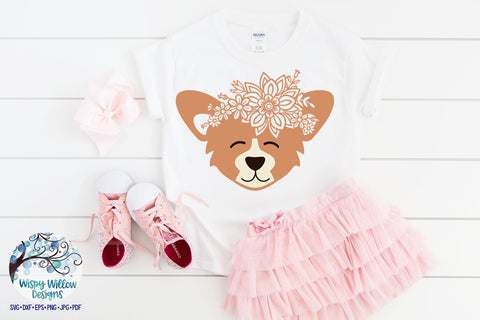 Floral Corgi Dog SVG SVG Wispy Willow Designs 