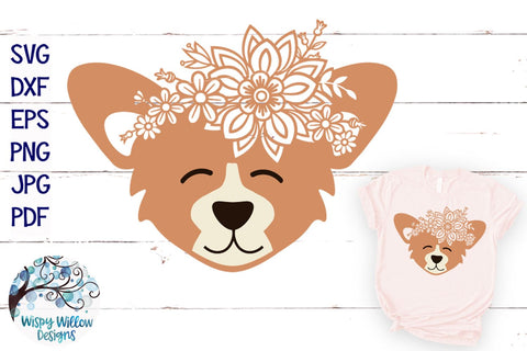 Floral Corgi Dog SVG SVG Wispy Willow Designs 