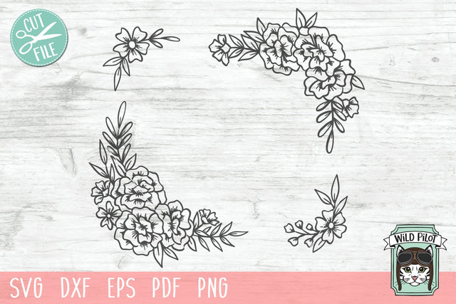 Floral Corners SVG Cut File SVG Wild Pilot 