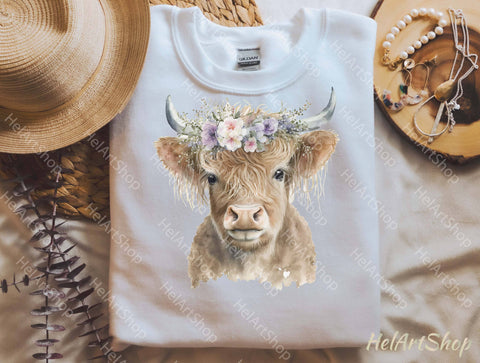 Floral Cow Png, Sublimation Png Sublimation _HelArtShop_ 