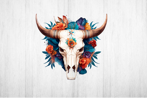 Floral Cow scull Sublimation Design. Flower Cow Scull PNG. Sublimation Samaha Design 