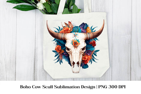 Floral Cow scull Sublimation Design. Flower Cow Scull PNG. Sublimation Samaha Design 