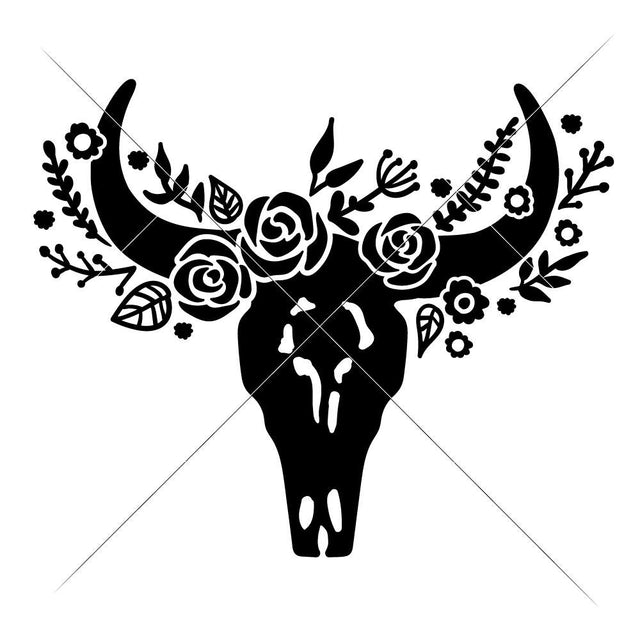Floral Cow Skull - Farmhouse SVG Chameleon Cuttables 