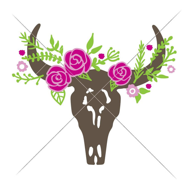 Floral Cow Skull (layered) - Farmhouse SVG Chameleon Cuttables 