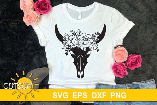 Floral Cow skull SVG SVG CutsunSVG 