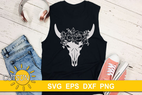 Floral Cow skull SVG SVG CutsunSVG 