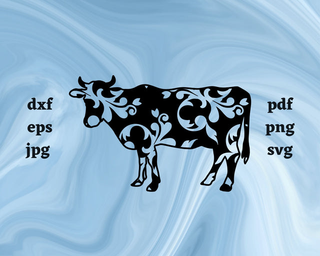 Floral Cow SVG Cut File SVG Northern Light SVG 