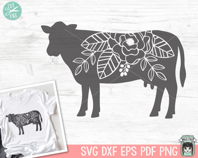 Floral Cow SVG Cut File SVG Wild Pilot 