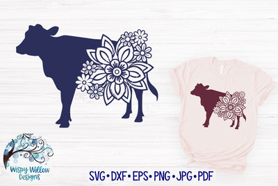 Floral Cow SVG SVG Wispy Willow Designs 