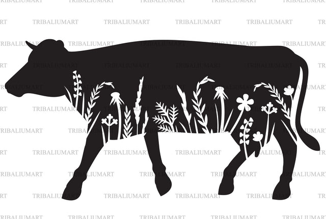 Floral cow SVG TribaliumArtSF 