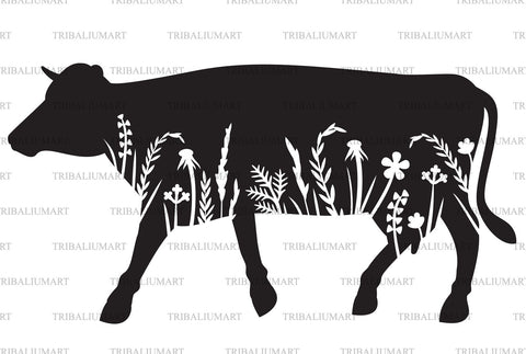 Floral cow SVG TribaliumArtSF 