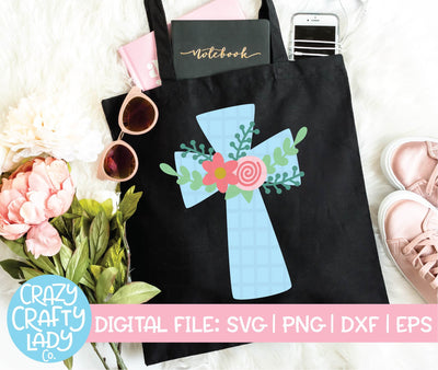 Floral Cross | Christian Easter SVG Cut File SVG Crazy Crafty Lady Co. 