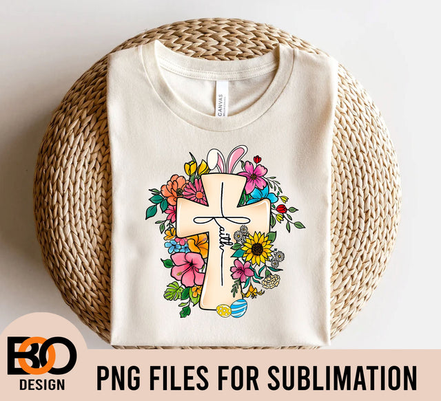 Floral Cross PNG File, Easter Cross, Bible Sublimation, Religious Cross, Sublimation Download Instant Download, Easter Cross Sublimation BOO-design 