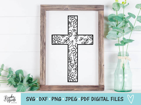 Floral Cross SVG Cut File | Christian t-shirt SVG | png | jpeg | dxf | Cricut SVG | Silhouette | Instant Download | farmhouse sign svg SVG Brooke Nicole Designs 