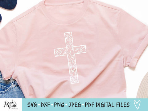 Floral Cross SVG Cut File | Christian t-shirt SVG | png | jpeg | dxf | Cricut SVG | Silhouette | Instant Download | farmhouse sign svg SVG Brooke Nicole Designs 