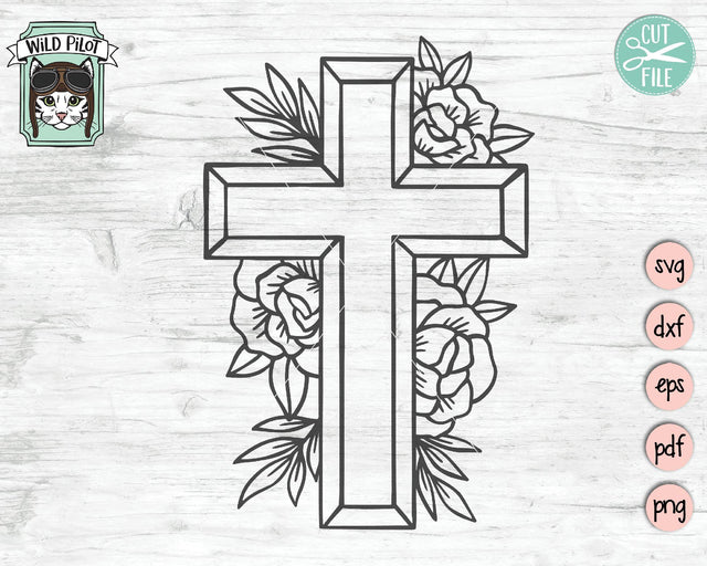 Floral Cross SVG Cut File SVG Wild Pilot 