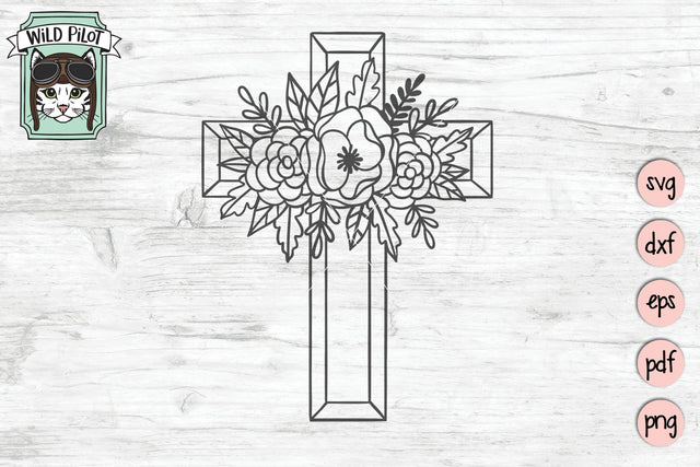 Floral Cross SVG Cut File SVG Wild Pilot 
