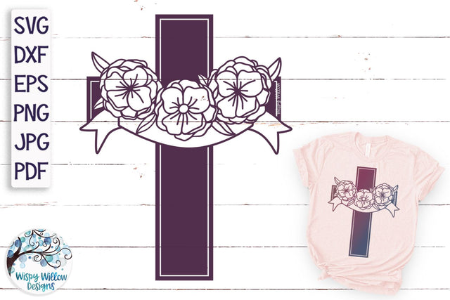 Floral Cross SVG Cut File SVG Wispy Willow Designs 