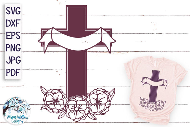 Floral Cross SVG Cut File SVG Wispy Willow Designs 