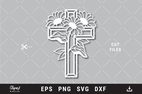 Floral cross SVG, Religious SVG, Sunflower cross SVG, DXF, PNG SVG ClipartMuchLove 