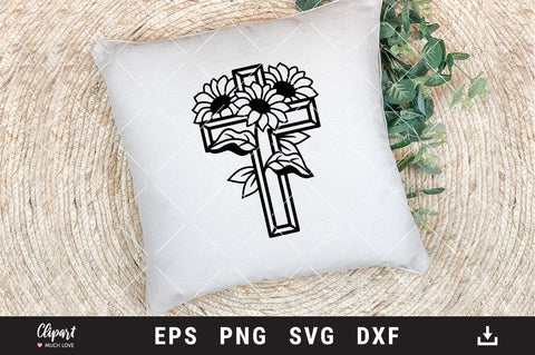 Floral cross SVG, Religious SVG, Sunflower cross SVG, DXF, PNG SVG ClipartMuchLove 