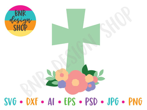 Floral Cross SVG SVG BNRDesignShop 