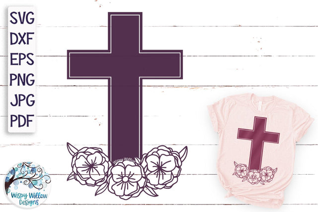 Floral Cross SVG SVG Wispy Willow Designs 