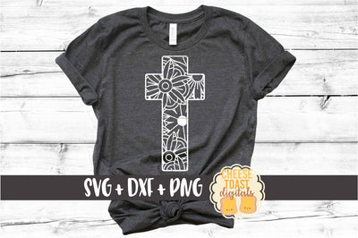 Floral Cross Zen Doodle - SVG PNG DXF Cut Files SVG Cheese Toast Digitals 