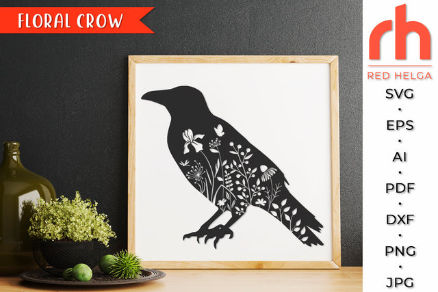 Floral Crow SVG - Forest Animal Cut File SVG RedHelgaArt 