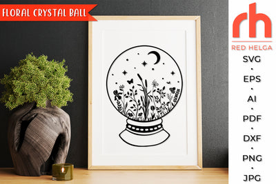 Floral Crystal Ball SVG - Witchcraft Cut File SVG RedHelgaArt 