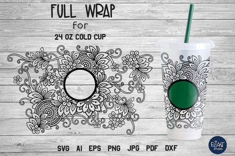 Floral Cup Wrap SVG, Summer SVG, Full Cup Wrap SVG. SVG Elinorka 