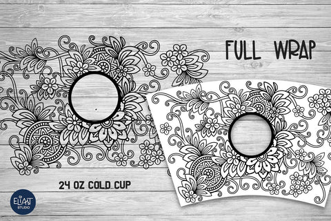 Floral Cup Wrap SVG, Summer SVG, Full Cup Wrap SVG. SVG Elinorka 