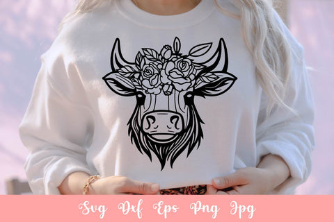 Floral Cute Cow SVG File, Shirt SVG Free For Commercial Use SVG Sintegra 