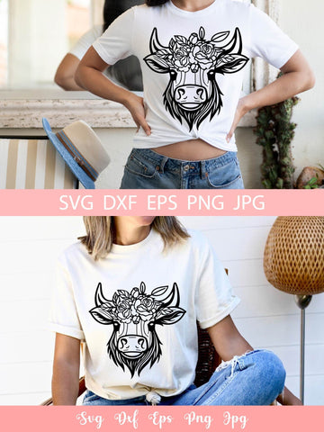 Floral Cute Cow SVG File, Shirt SVG Free For Commercial Use SVG Sintegra 
