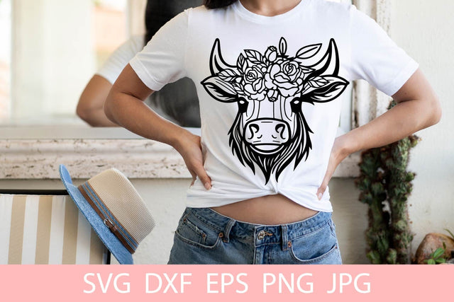 Floral Cute Cow SVG File, Shirt SVG Free For Commercial Use SVG Sintegra 
