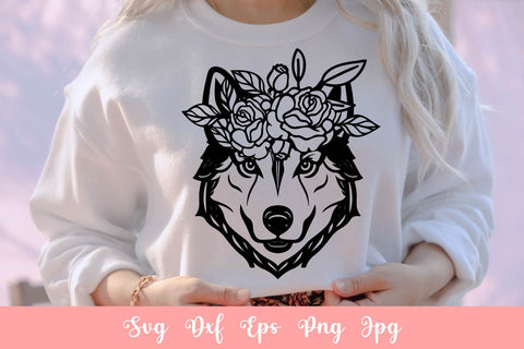 Floral Cute Husky Dog Animal Pet SVG File, Shirt SVG Free For Commercial Use SVG Sintegra 