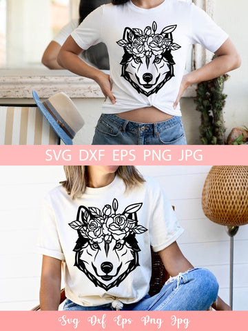 Floral Cute Husky Dog Animal Pet SVG File, Shirt SVG Free For Commercial Use SVG Sintegra 