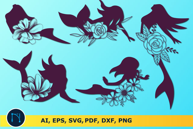 floral cute Mermaid SVG bundle SVG MD JOYNAL ABDIN 