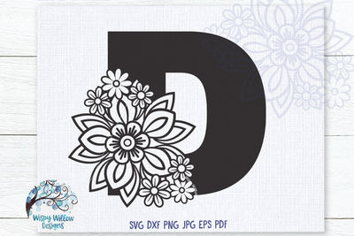 Floral D SVG SVG Wispy Willow Designs 