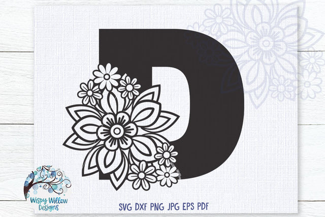 Floral D SVG SVG Wispy Willow Designs 