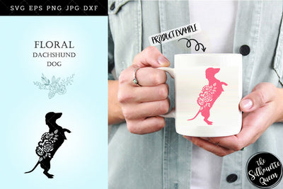 Floral Dachshund Dog svg file for cricut, for silhouette, cut eps, cutting png, cuttable dxf, Instant Download design SVG Loveleen Kaur 