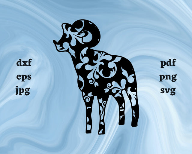 Floral Dall Sheep SVG Cut File SVG Northern Light SVG 