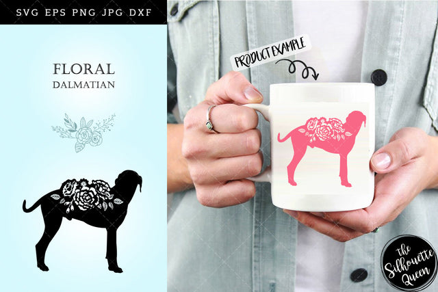 Floral Dalmatian Dog svg file for cricut, for silhouette, cut eps, cutting png, cuttable dxf, Instant Download design SVG Loveleen Kaur 