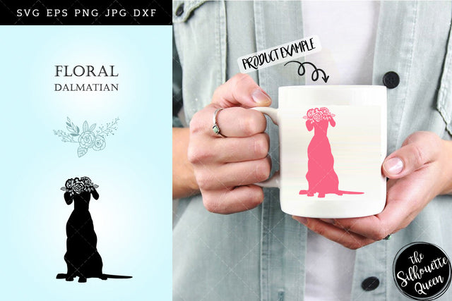 Floral Dalmatian Dog svg file for cricut, for silhouette, cut eps, cutting png, cuttable dxf, Instant Download design SVG Loveleen Kaur 